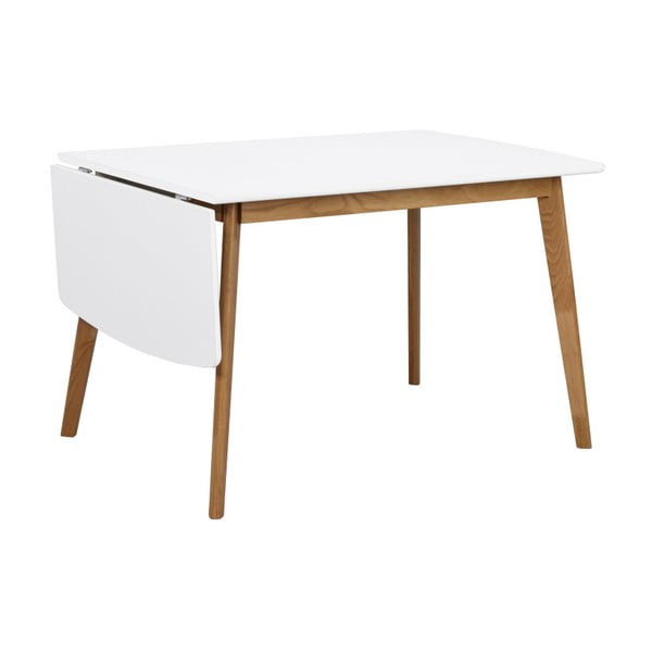 Jídelní stůl s nohami z dubového dřeva se sklápěcí deskou Rowico Olivia, délka 120 + 40 cm