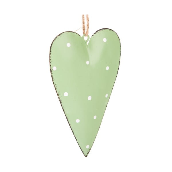 Комплект от 3 зелени метални висящи декорации Dotty Heart - Dakls