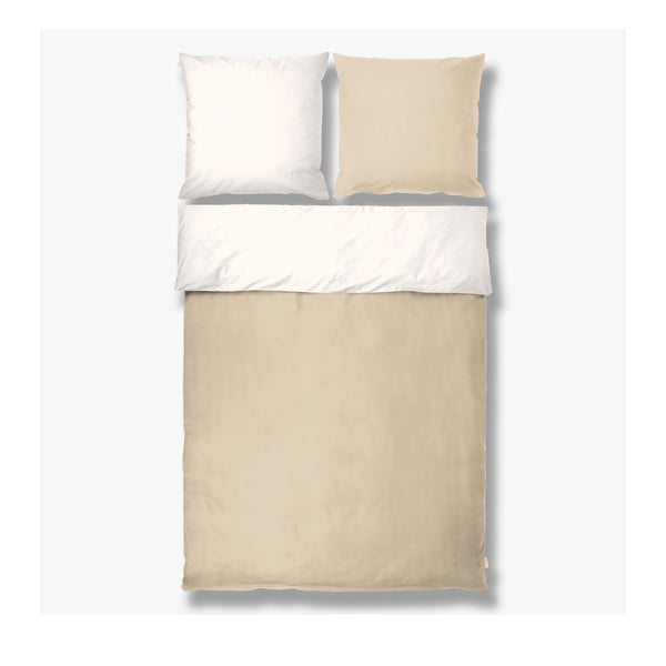 Бяло-бежово единично удължено спално бельо от памук перкал 140x220 cm Shades – Mette Ditmer Denmark