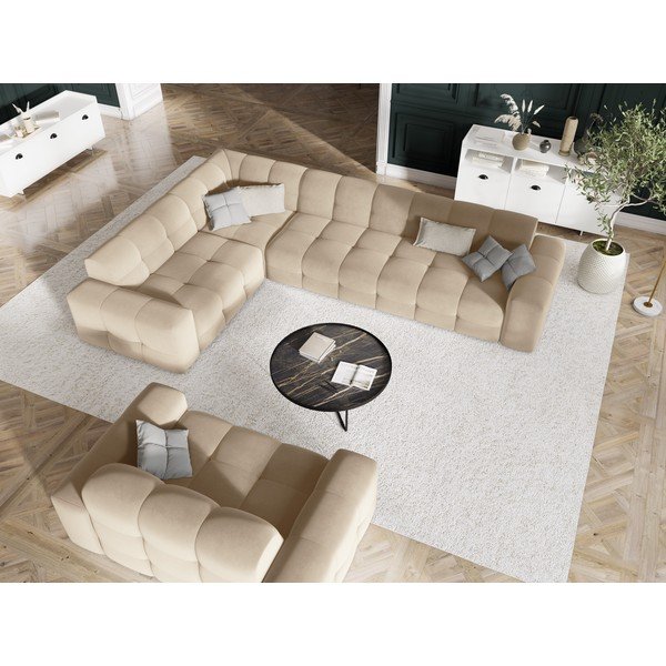 Бежов кадифен диван 156 cm Kendal - Micadoni Home-image-1