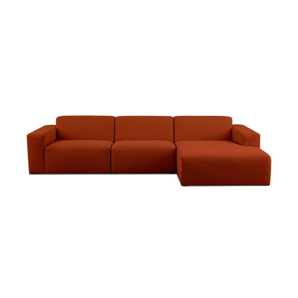 Ъглов диван от букле в тухлен цвят (десен ъгъл) Roxy – Scandic