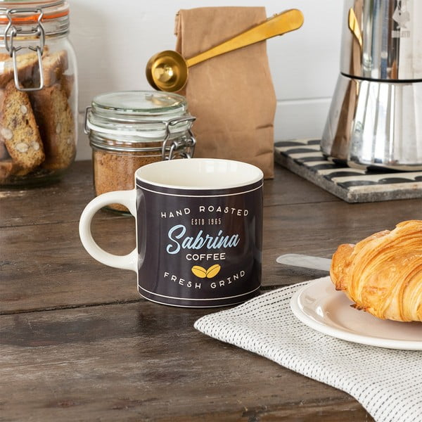 Антрацитна/кремава керамична чаша 350 ml Sabrina – Rex London-image-1