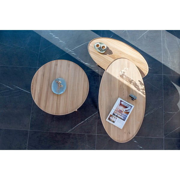 Кръгла масичка за кафе от дъбова дървесина в естествен цвят ø 100 cm Mu - Gazzda-image-1