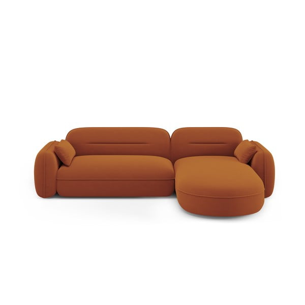 Оранжев кадифен ъглов диван (десен ъгъл) Audrey – Interieurs 86