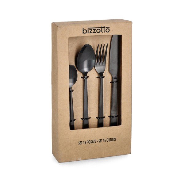 Черен прибори за хранене 16 бр. от неръждаема стомана за 4 души Hestia – Bizzotto-image-1