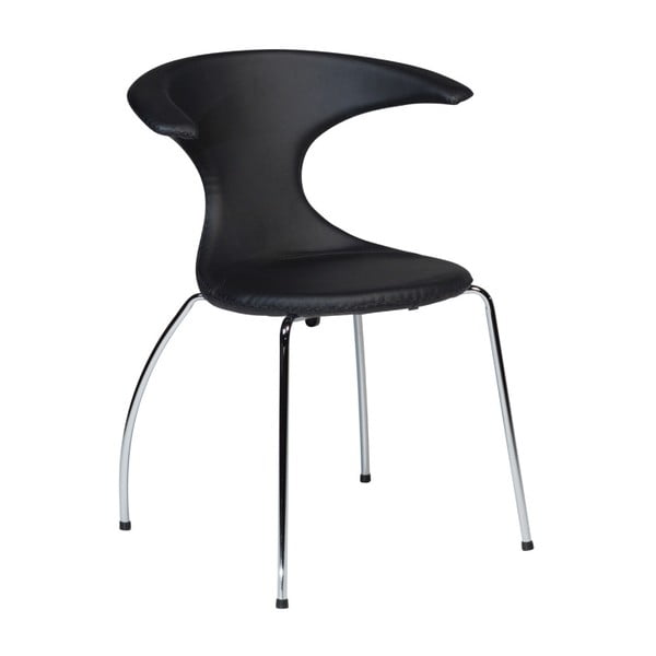 Černá jídelní židle z eko kůže s pochromovaným podnožím DAN–FORM Denmark Flair