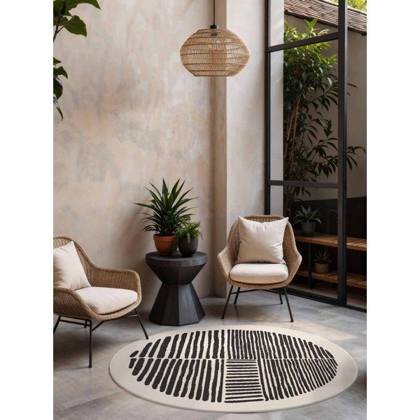 Черен/кремав кръгъл килим за открито и закрито ø 160 cm Haringey Bounds – Ted Baker-image-1