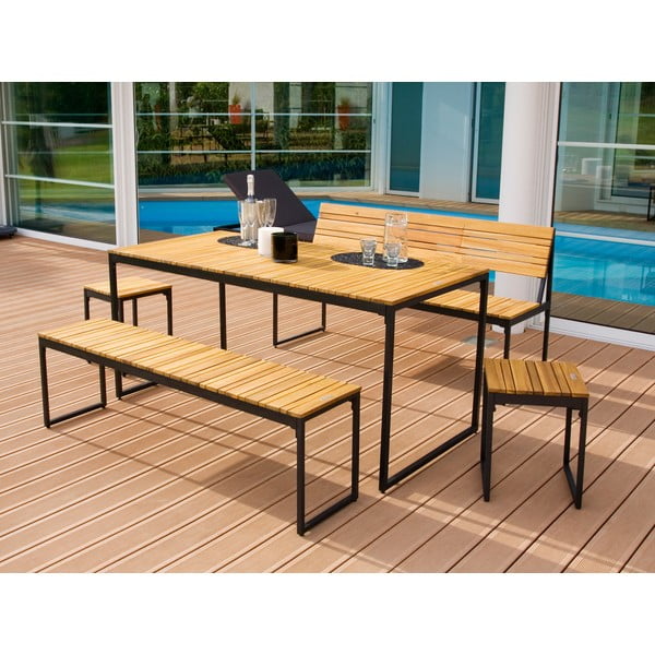 Градински комплект мебели за хранене от акациева дървесина с метална конструкция Brick - Ezeis