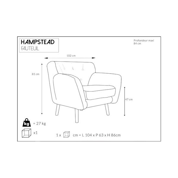 Сив фотьойл с космополитен дизайн Hampstead - Cosmopolitan Design-image-4