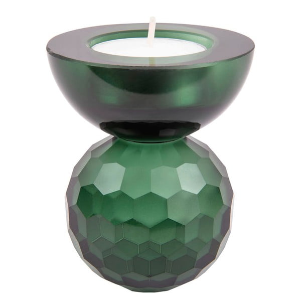 Зелен стъклен свещник Crystal Art - PT LIVING