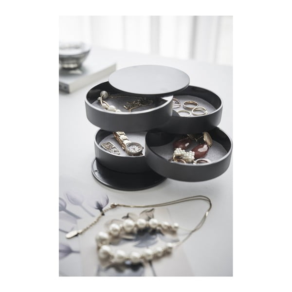 Черна кутийка за бижута, ⌀ 10 cm Tower - YAMAZAKI-image-1