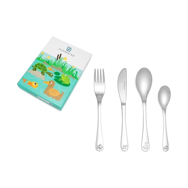 Детски прибори за хранене от неръждаема стомана в сребристо 4 бр. Water life – Zilverstad-image-3