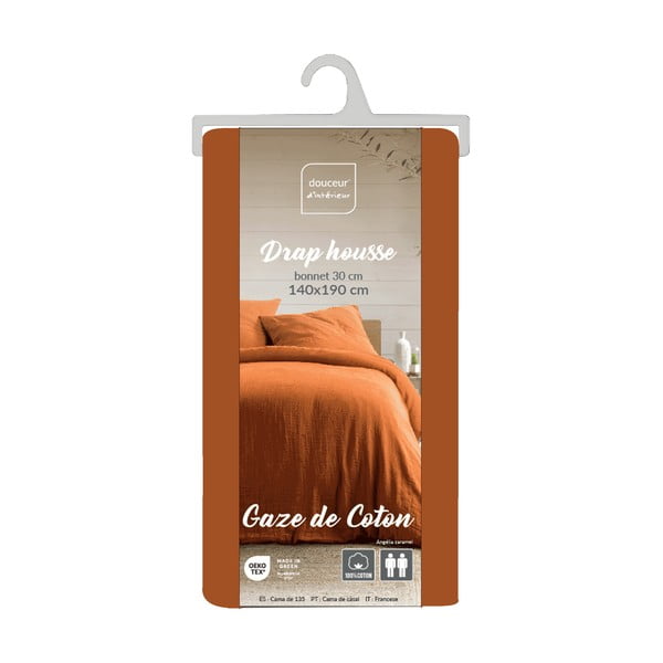 Оранжев/кафяв муселинов чаршаф 140x190 cm Angelia – douceur d'intérieur-image-3