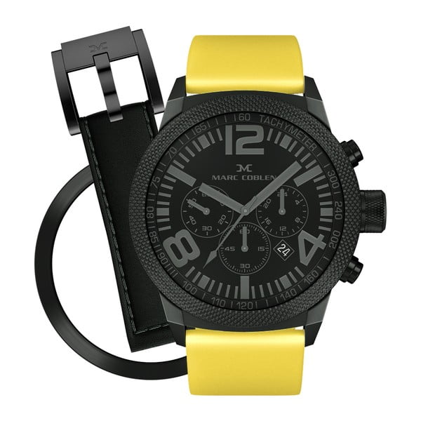 Unisex hodinky Marc Coblen s páskem a kroužkem navíc P63