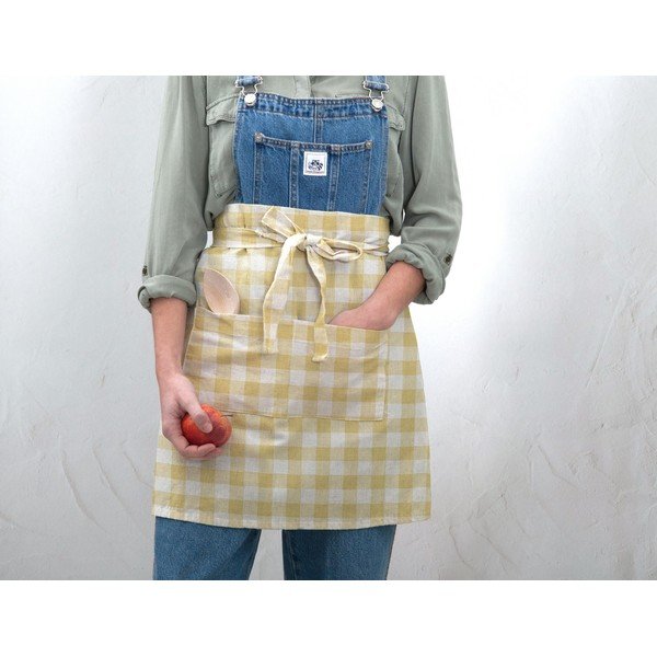 Платнена престилка Delantal de Lino Yellow Vichy - Really Nice Things-image-1