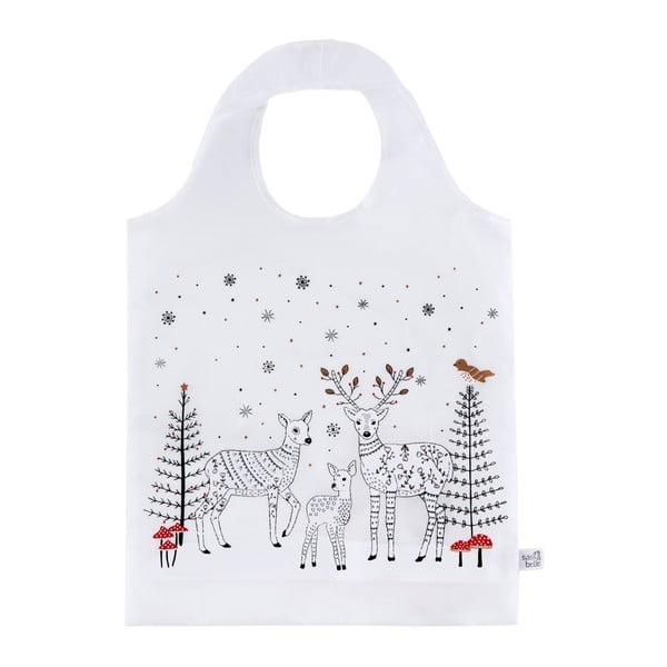 Бяла чанта за пазаруване с коледен мотив Winter Forest - Sass & Belle