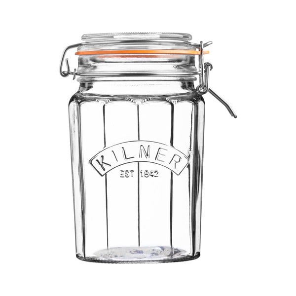 Стъклена чаша с дизайн на фасет с клипс, 0,95л - Kilner