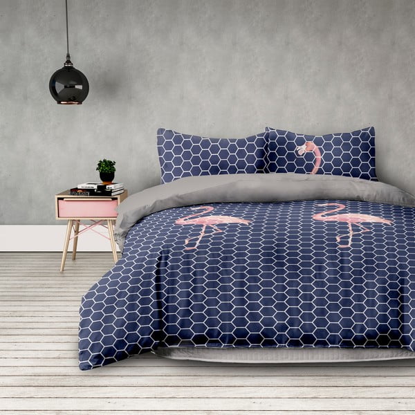 Спално бельо за двойно легло от микрофибър Flamingo Dark, 220 x 240 cm + 63 x 63 cm - AmeliaHome