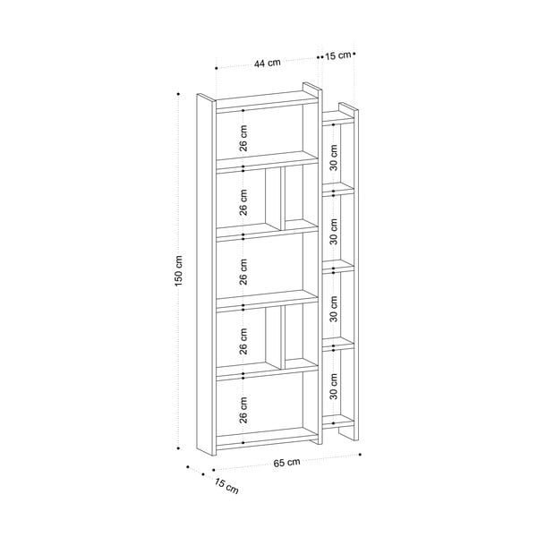 Библиотека от декор от дъб в естествен цвят 65x150 cm Momo – Kalune Design-image-3