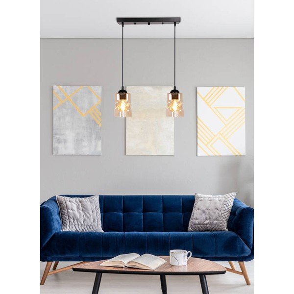 Черна висяща лампа със стъклен абажур 10x44 cm Felis - Candellux Lighting-image-1