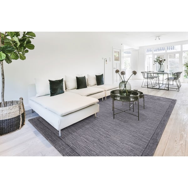 Тъмносив вълнен килим 133x180 cm Linea - Agnella-image-1