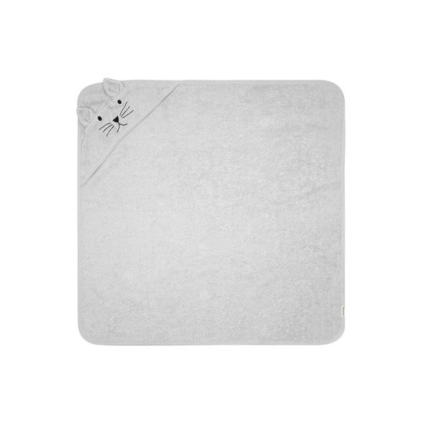 Сива памучна бебешка кърпа с качулка Cat - Kindsgut-image-3