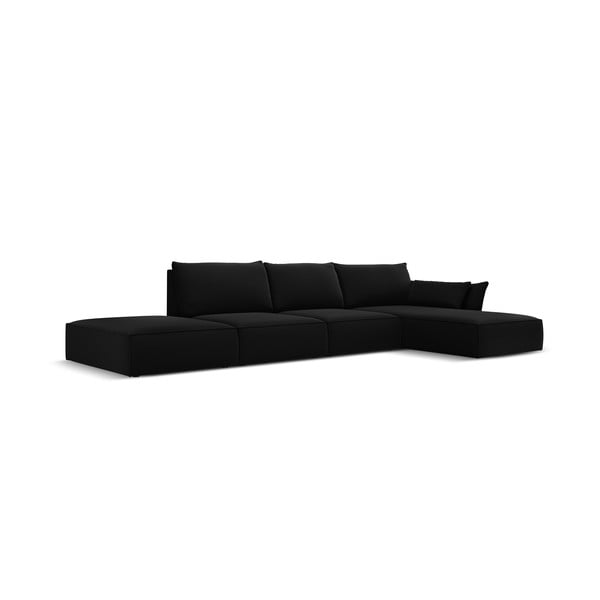 Черен кадифен ъглов диван (десен ъгъл) Vanda – Mazzini Sofas-image-2