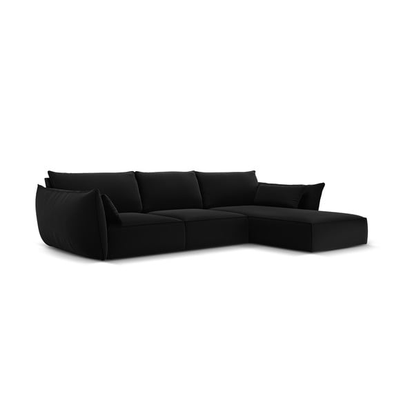 Черен кадифен ъглов диван (десен ъгъл) Vanda – Mazzini Sofas-image-2