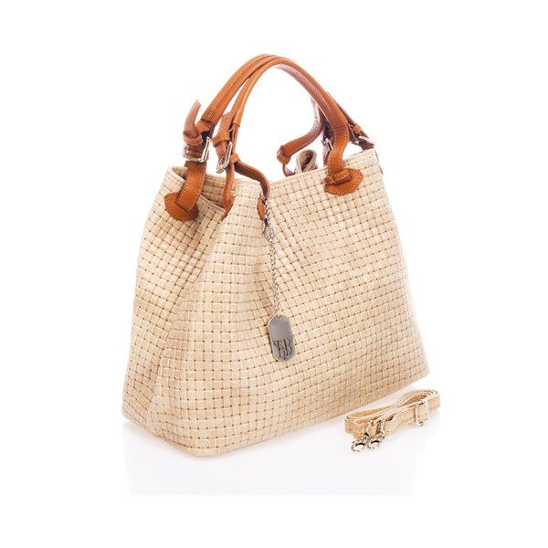 Кремава кожена чанта Federica Bass Hydri - Federica Bassi-image-2