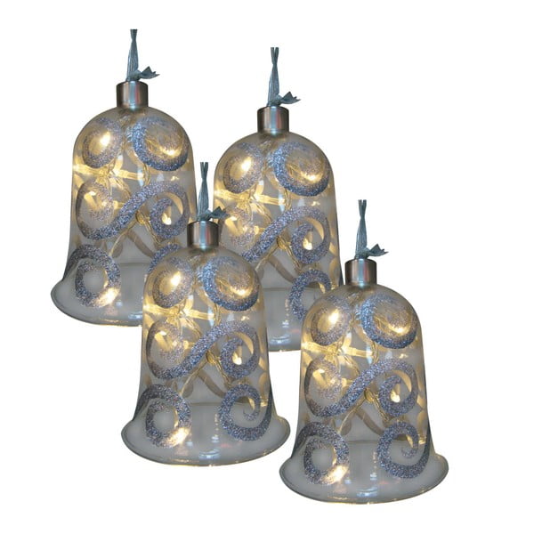 Комплект от 4 стъклени камбанки с лампички - Naeve