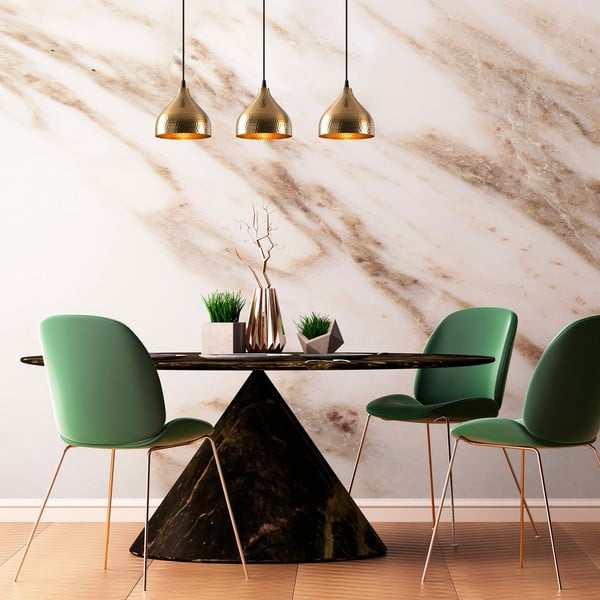 Висящо осветително тяло  в златист цвят с метален абажур Tattoo – Opviq lights-image-1