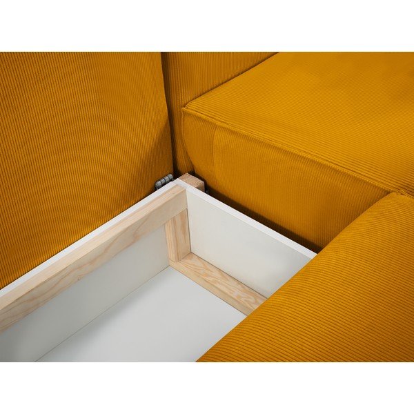 Жълт велурен U-образен разтегателен диван Azalea - Mazzini Sofas-image-1