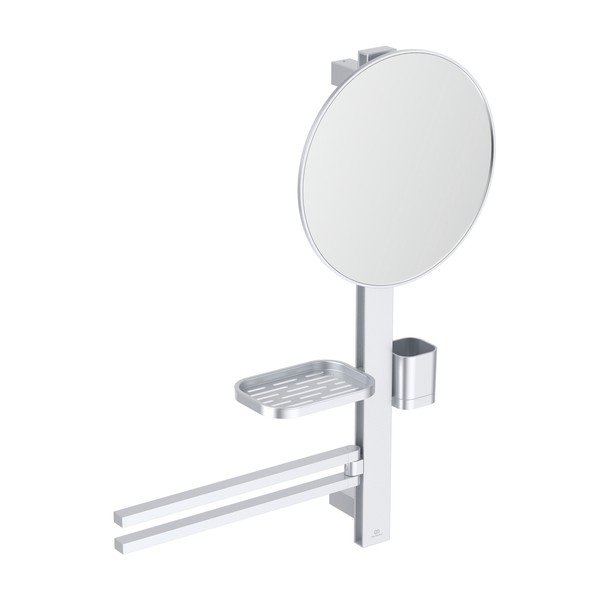 Стенно огледало с рафт/със закачалка ø 33 cm ALU+ – Ideal Standard-image-2