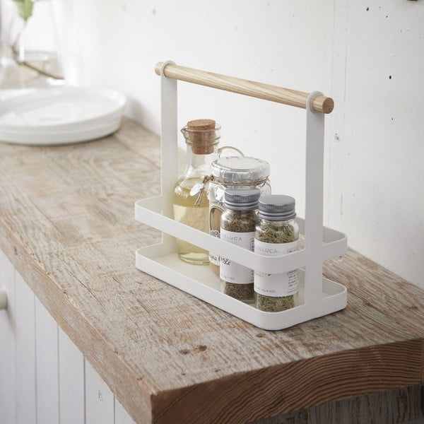 Бяла поставка с детайли от букова дървесина за ароматизатори Tosca - YAMAZAKI-image-1