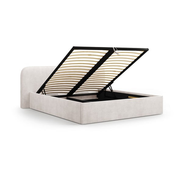 Бяло двойно тапицирано легло с място за съхранение с включена подматрачна рамка 180x200 cm Elizabeth – Micadoni -image-2