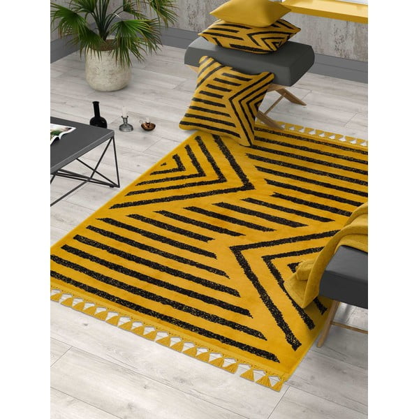 Жълт миещ се килим 300x80 cm - Vitaus-image-1