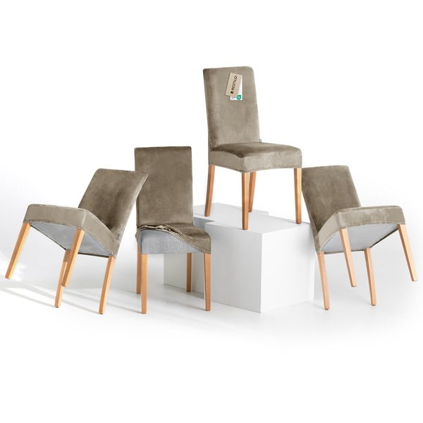 Сиво-бежови ластични покривала за стол в комплект от 4 бр. 48 cm Sento – Restilo