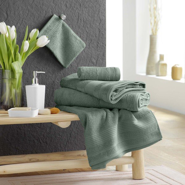 Светлозелена памучна кърпа от тери 50x90 cm Tendresse – douceur d'intérieur-image-2