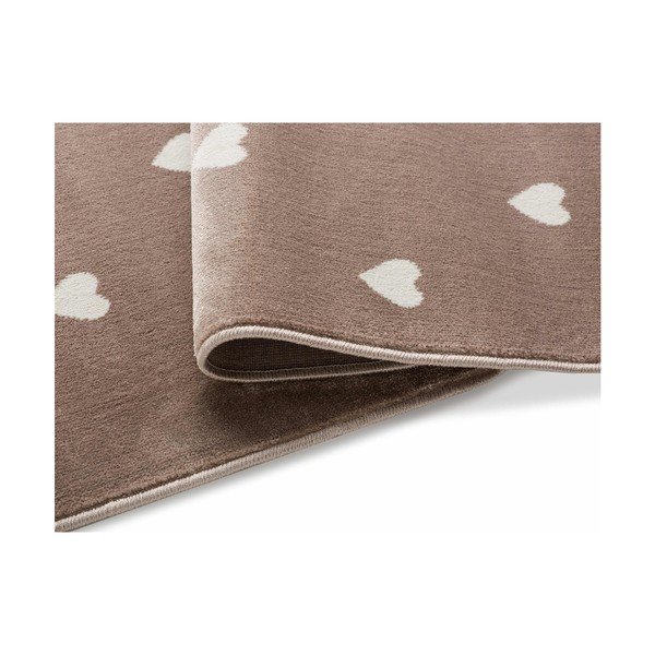 Кафяв килим със сърца Бежови точки, 133 x 190 cm - KICOTI-image-1