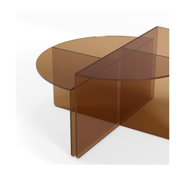 Кафяви стъклени кръгли масички за кафе в комплект 2 бр. ø 80 cm Velta – MOME-image-4