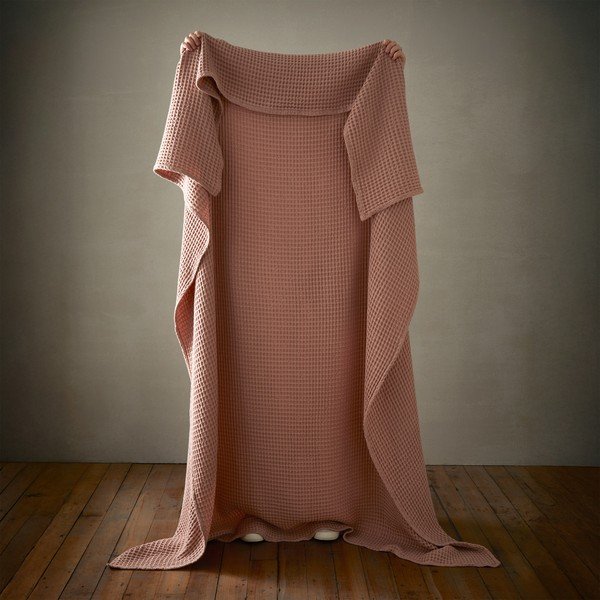 Сиво-розово памучно одеяло 150x200 cm Jaipur Chunky Waffle – Pineapple Elephant-image-1