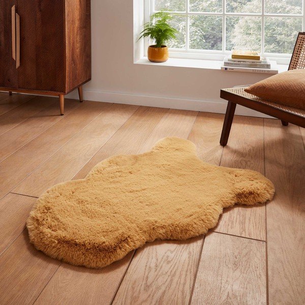 Синтетична кожа в цвят горчица 60x90 cm Super Teddy – Think Rugs-image-1