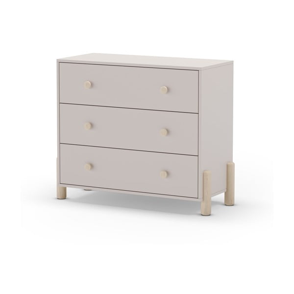 Кремав нисък детски скрин от масивен бор 90x80 cm Enola – Marckeric-image-2