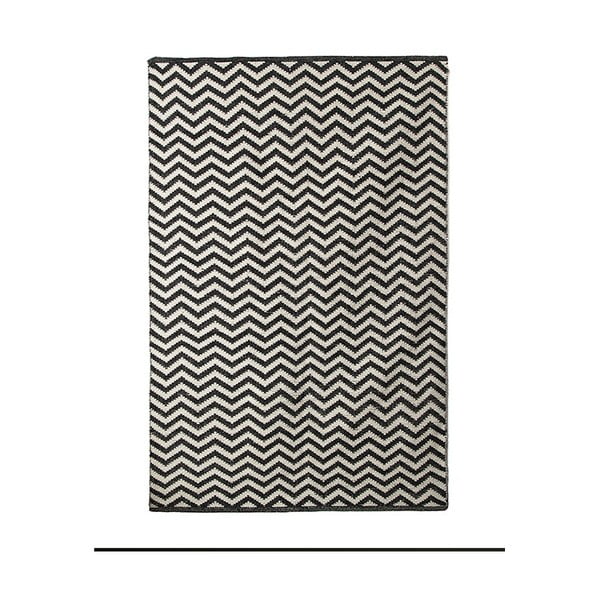 Черно-бял памучен ръчно тъкан килим Pipsa Zigzag, 140 x 200 cm - TJ Serra