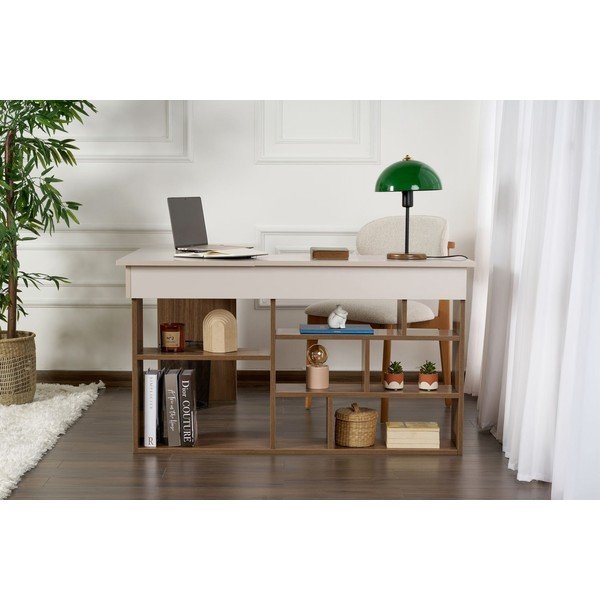 Работна маса от декор от орех 120x130 cm Vesper – Kalune Design-image-1