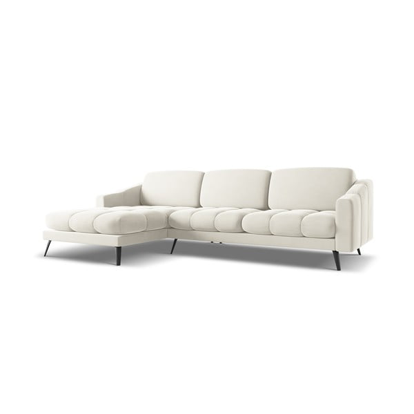 Кремав кадифен ъглов диван (ляв ъгъл) Nalu – Makamii-image-2