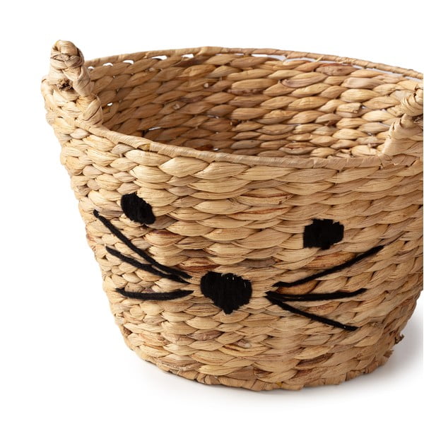 Детска кошница за играчки от воден зюмбюл естествена ø 35x26 cm Cat – Compactor-image-3