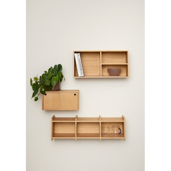 На няколко нива стенен рафт от декор от дъб в естествен цвят 80 cm Focal – Hübsch-image-2