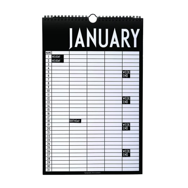 Black Month Wall Planner Месец - Design Letters