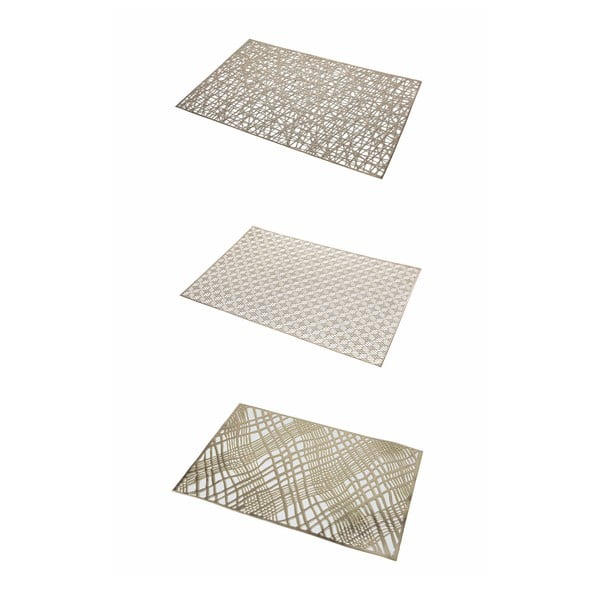 Комплект от 6 подложки в бяло и златисто, геометрични, 30 x 45 cm - Villa d'Este